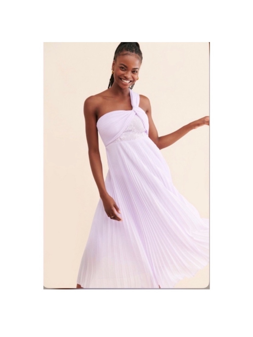 Anthropologie Vineet Bahl's
Pleated Lace
Midi Dress OneShoulder Pleated
Lavender